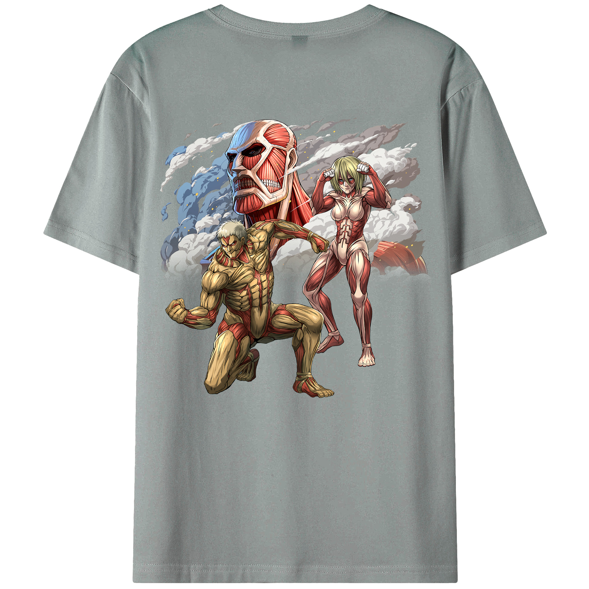 （画像用） 進撃の巨人 Attack on Titan 綿100％ メンズ半袖Tシャツ（バックプリント） 通気性